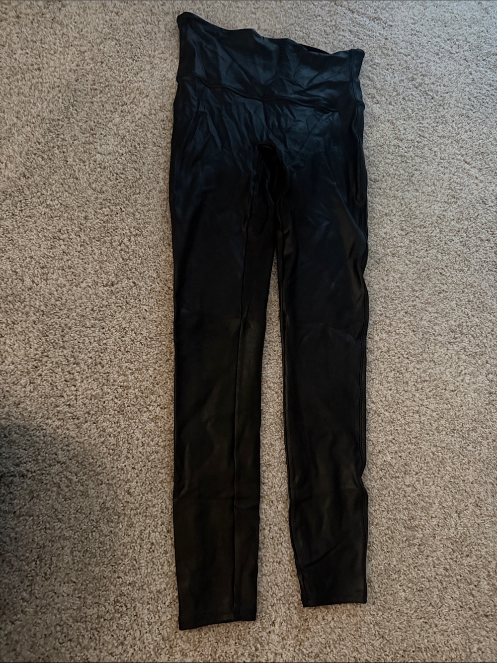 SPANX Black Leggings with Red Logo Tag